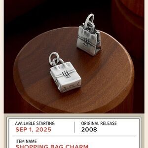 James Avery Archives Design 2025 shopping bag charm NEW